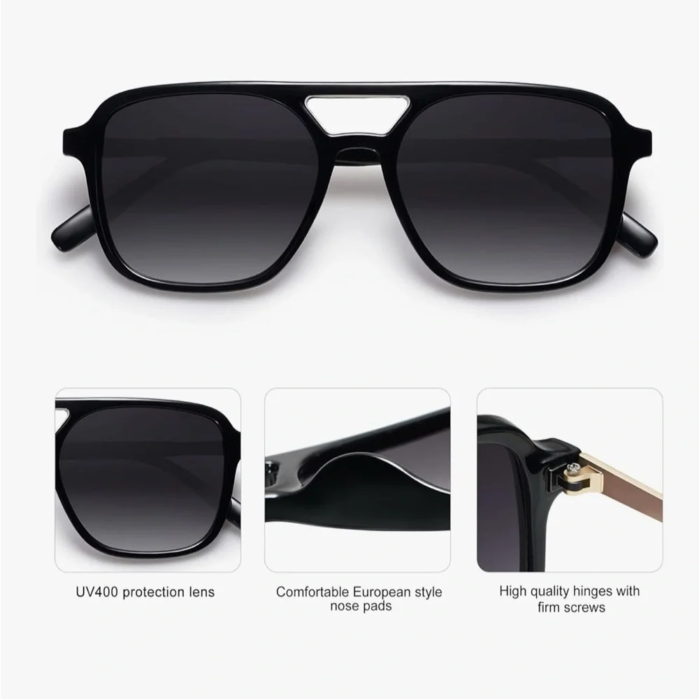 Stylish Black Sunglasses with Gold Accents